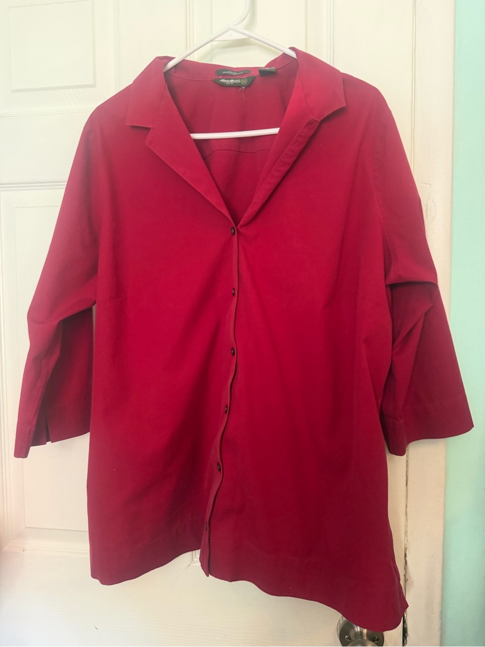 Eddie Bauer Women’s Plus 2X Red Stretch Button-Down Tunic